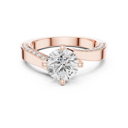 Round Side Stone Lab Grown Diamond Ring