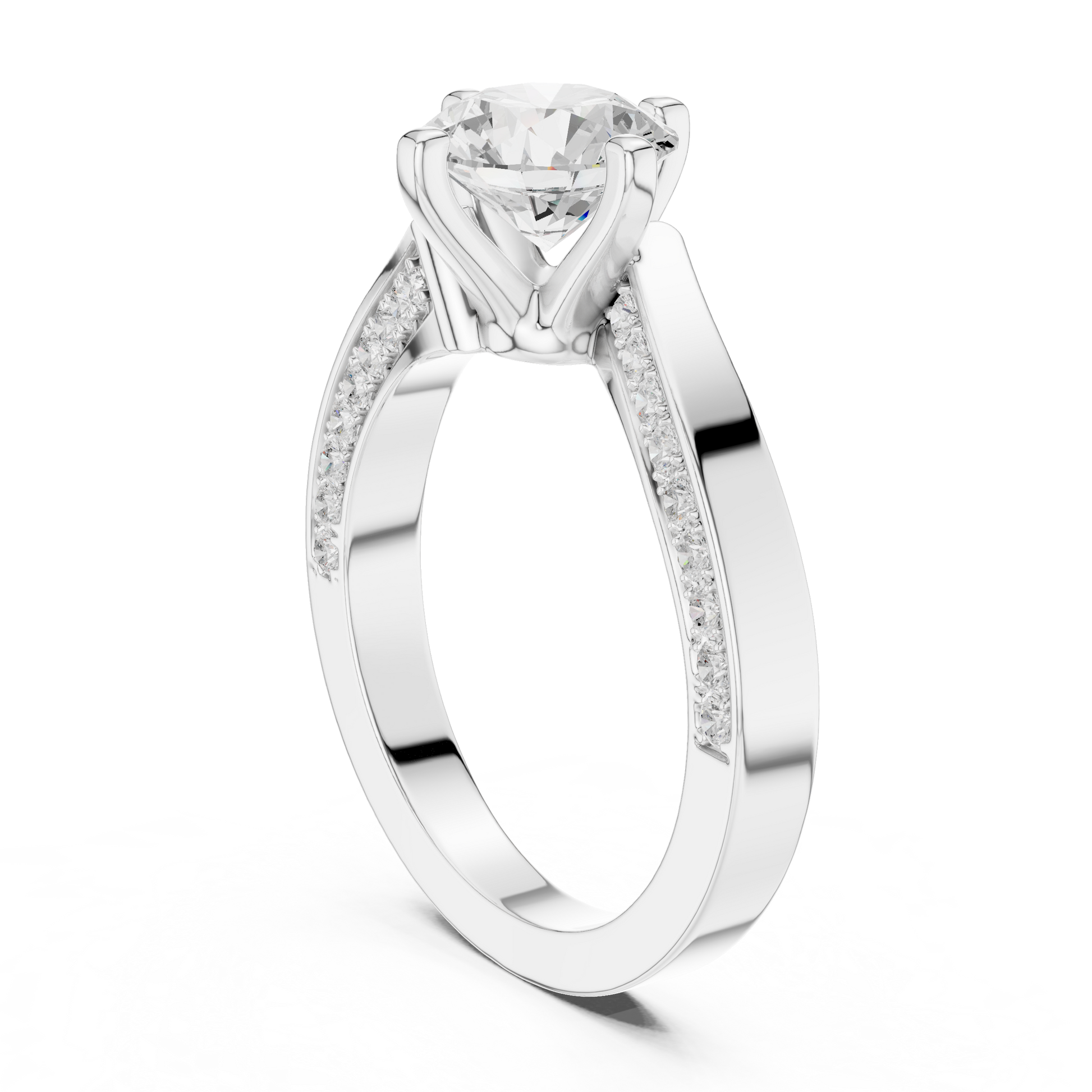 Round Side Stone Lab Grown Diamond Ring