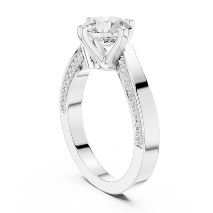 Round Side Stone Lab Grown Diamond Ring