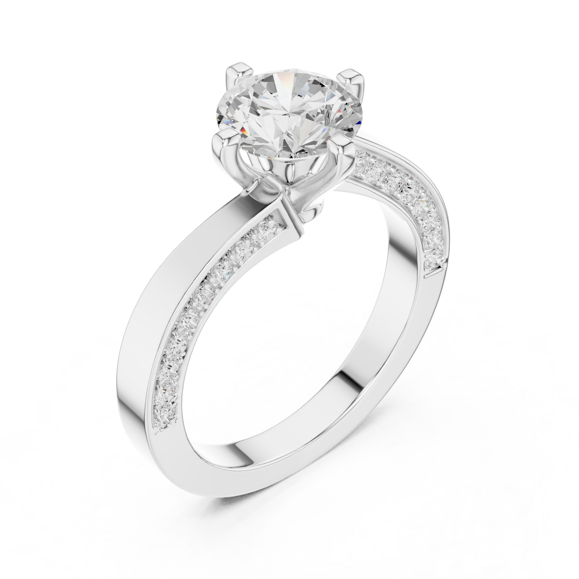 Round Side Stone Lab Grown Diamond Ring