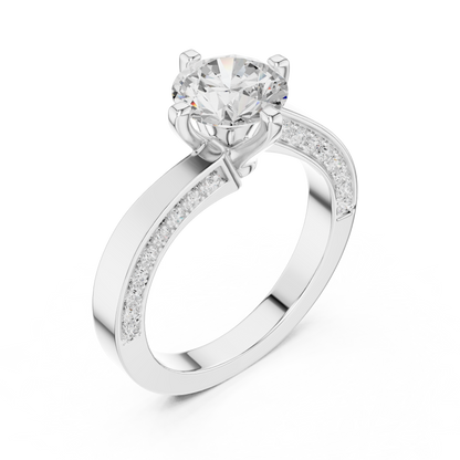 Round Side Stone Lab Grown Diamond Ring
