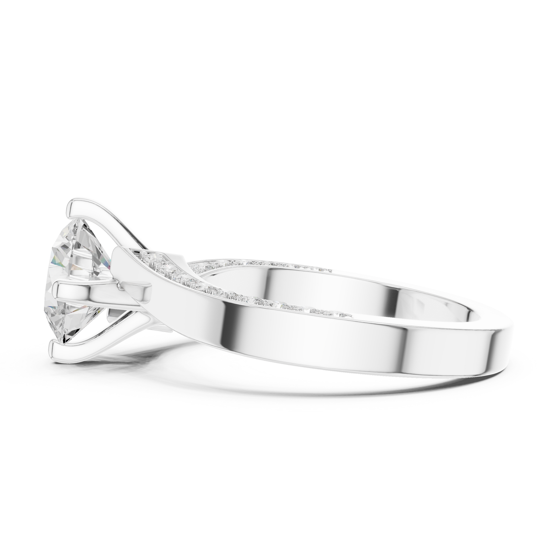 Round Side Stone Lab Grown Diamond Ring