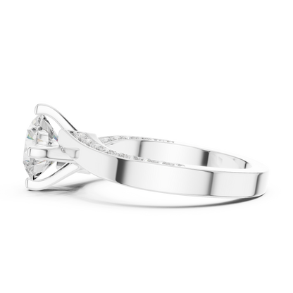 Round Side Stone Lab Grown Diamond Ring