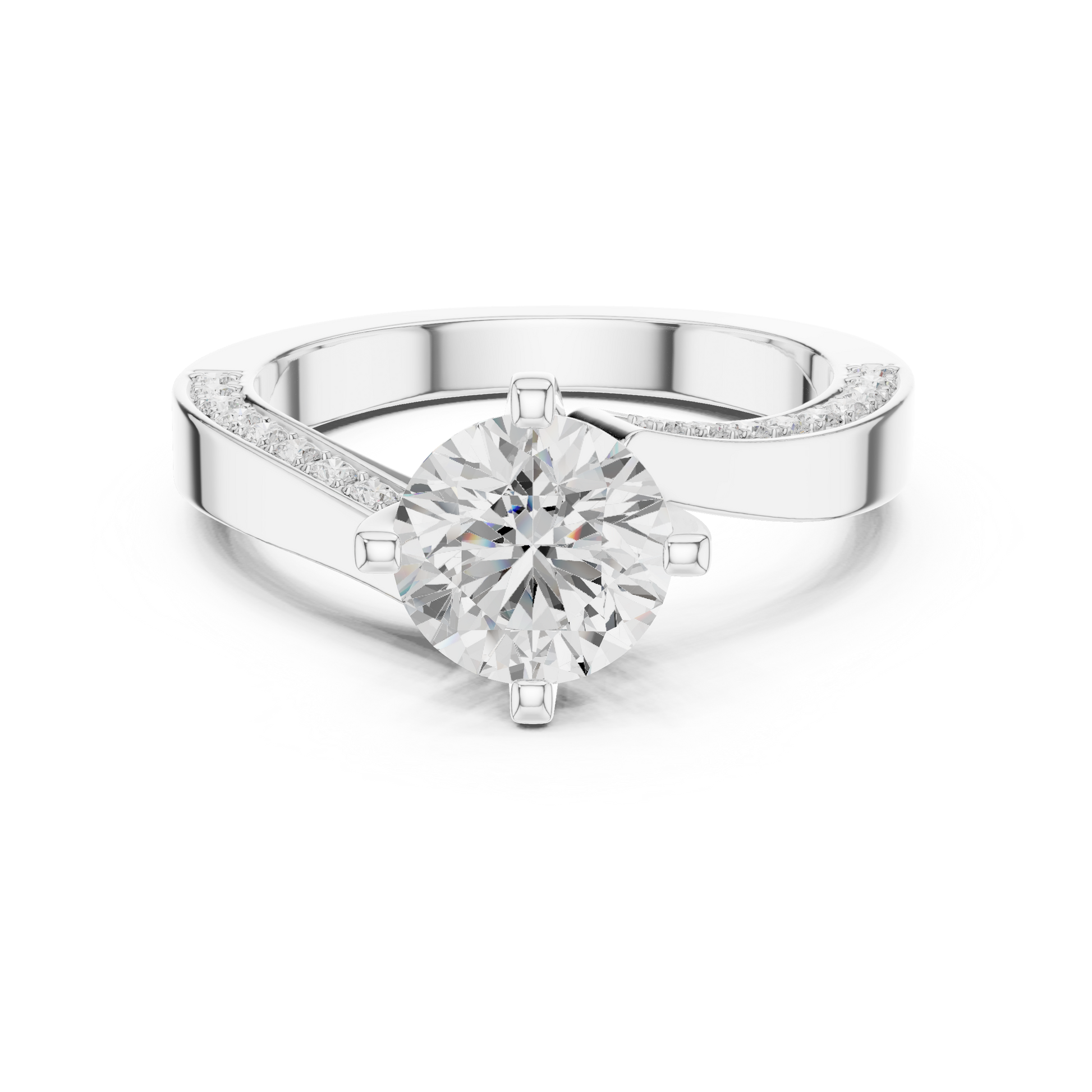 Round Side Stone Lab Grown Diamond Ring