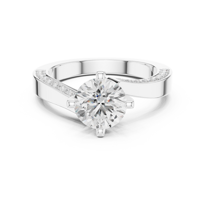 Round Side Stone Lab Grown Diamond Ring