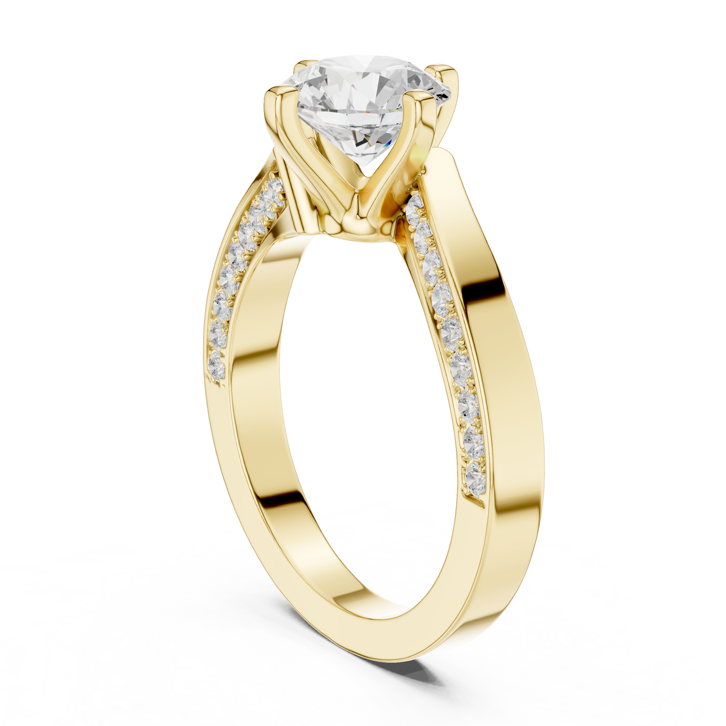 Round Side Stone Lab Grown Diamond Ring