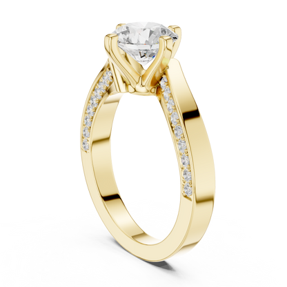 Round Side Stone Lab Grown Diamond Ring