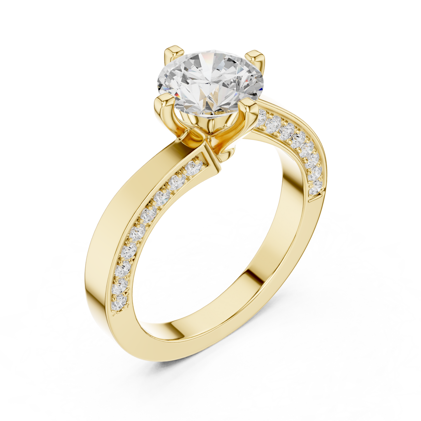 Round Side Stone Lab Grown Diamond Ring