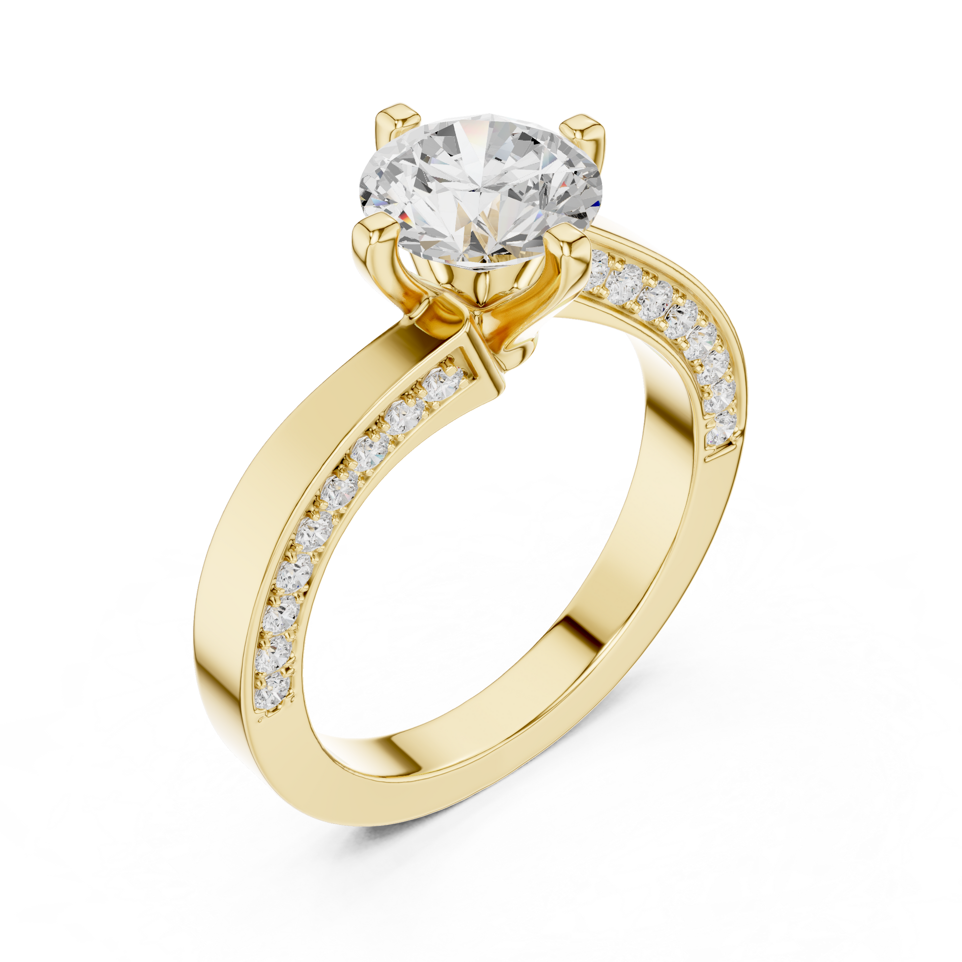 Round Side Stone Lab Grown Diamond Ring
