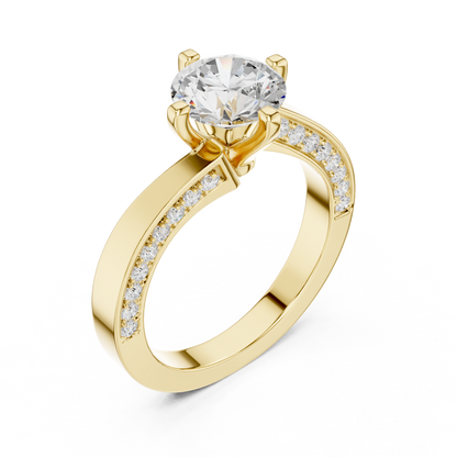 Round Side Stone Lab Grown Diamond Ring