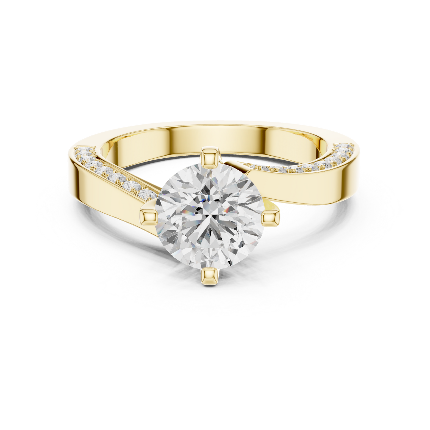 Round Side Stone Lab Grown Diamond Ring