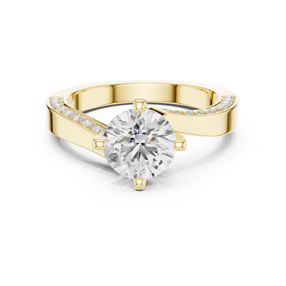 Round Side Stone Lab Grown Diamond Ring