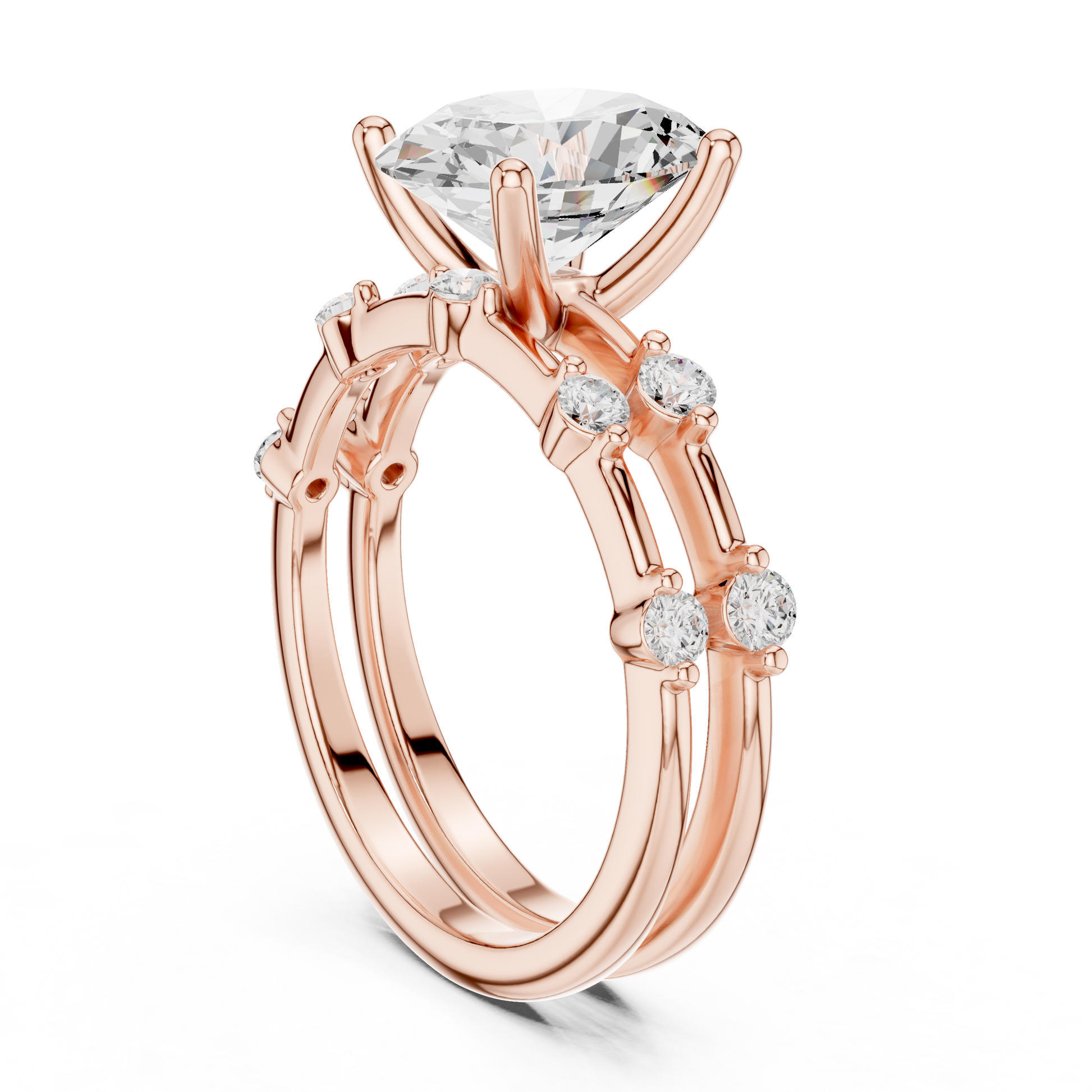 Mixed Shape Lab Grown Diamond Side Stone Ring