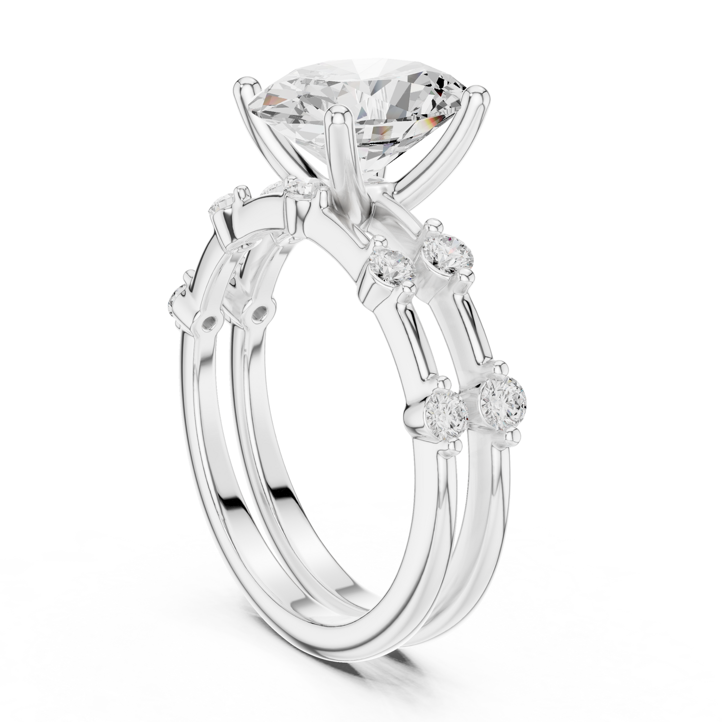 Mixed Shape Lab Grown Diamond Side Stone Ring