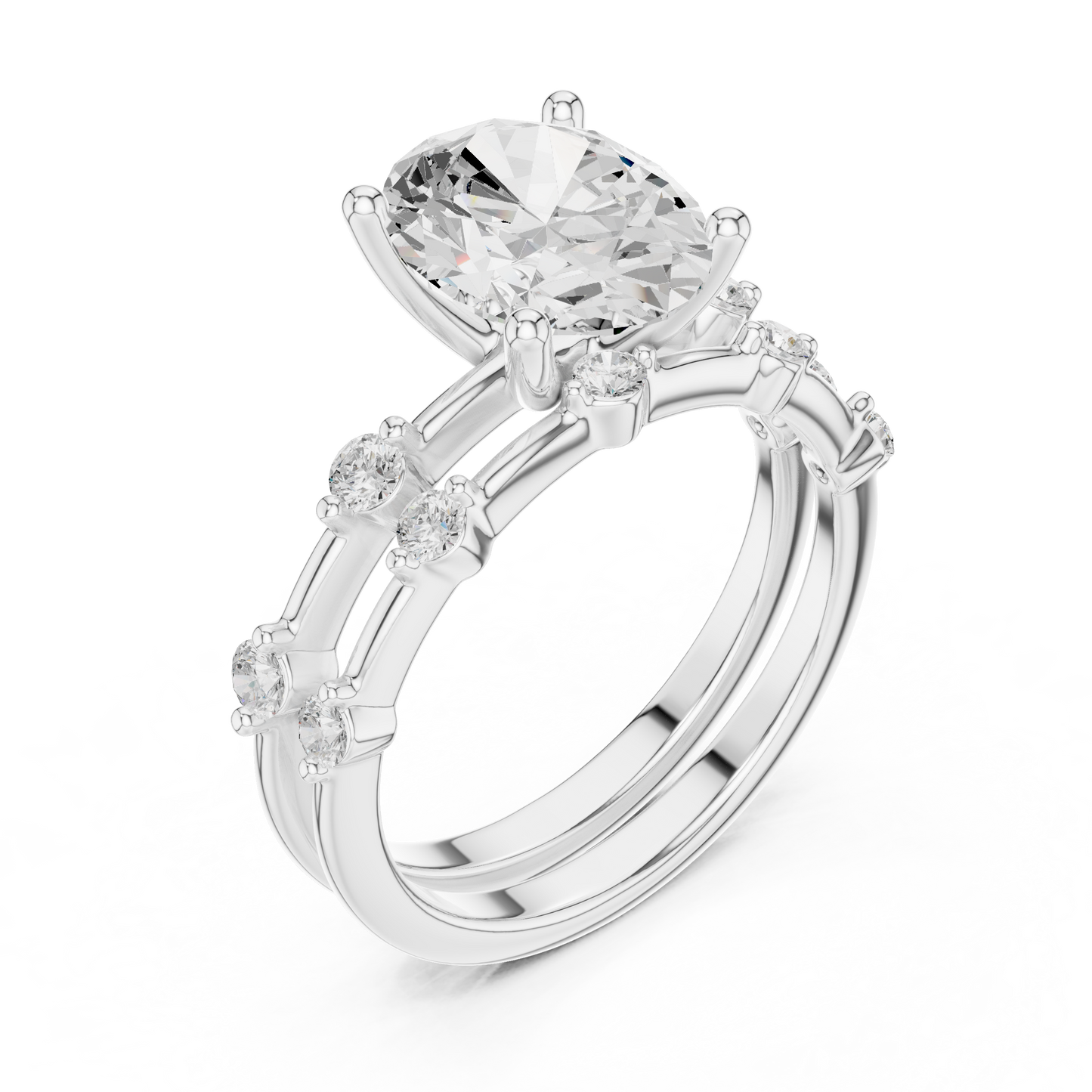 Mixed Shape Lab Grown Diamond Side Stone Ring