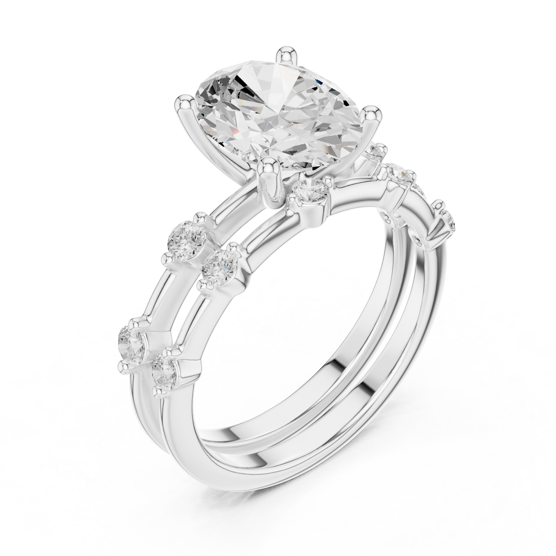 Mixed Shape Lab Grown Diamond Side Stone Ring