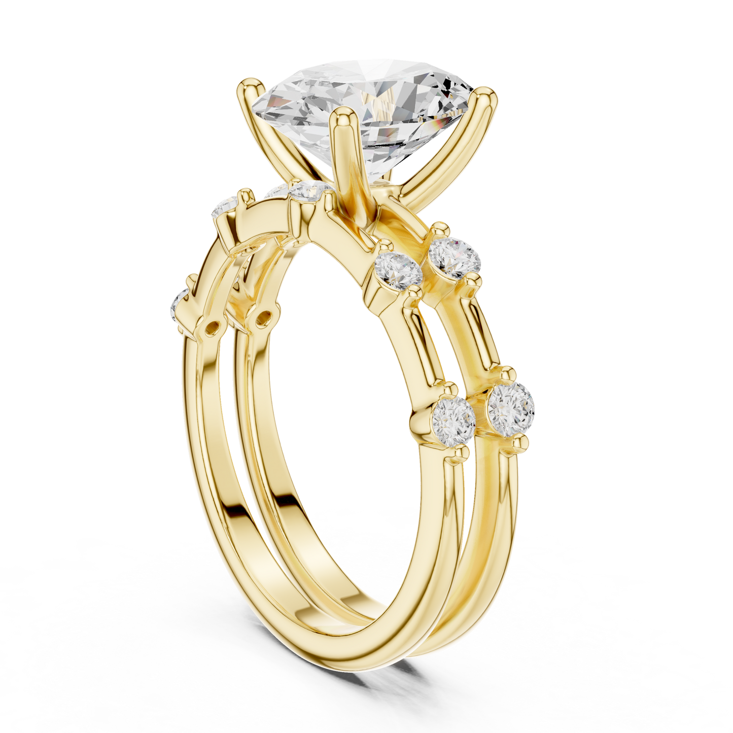 Mixed Shape Lab Grown Diamond Side Stone Ring