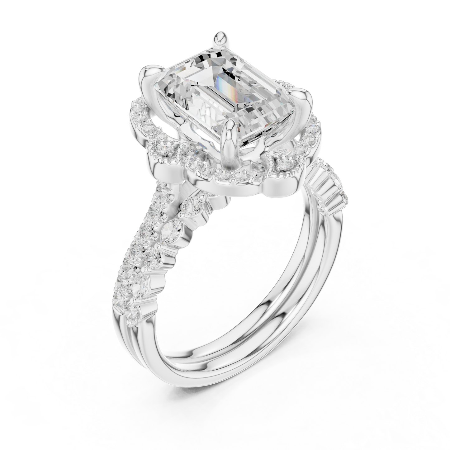 Mixed Shape Lab Grown Diamond Halo Ring