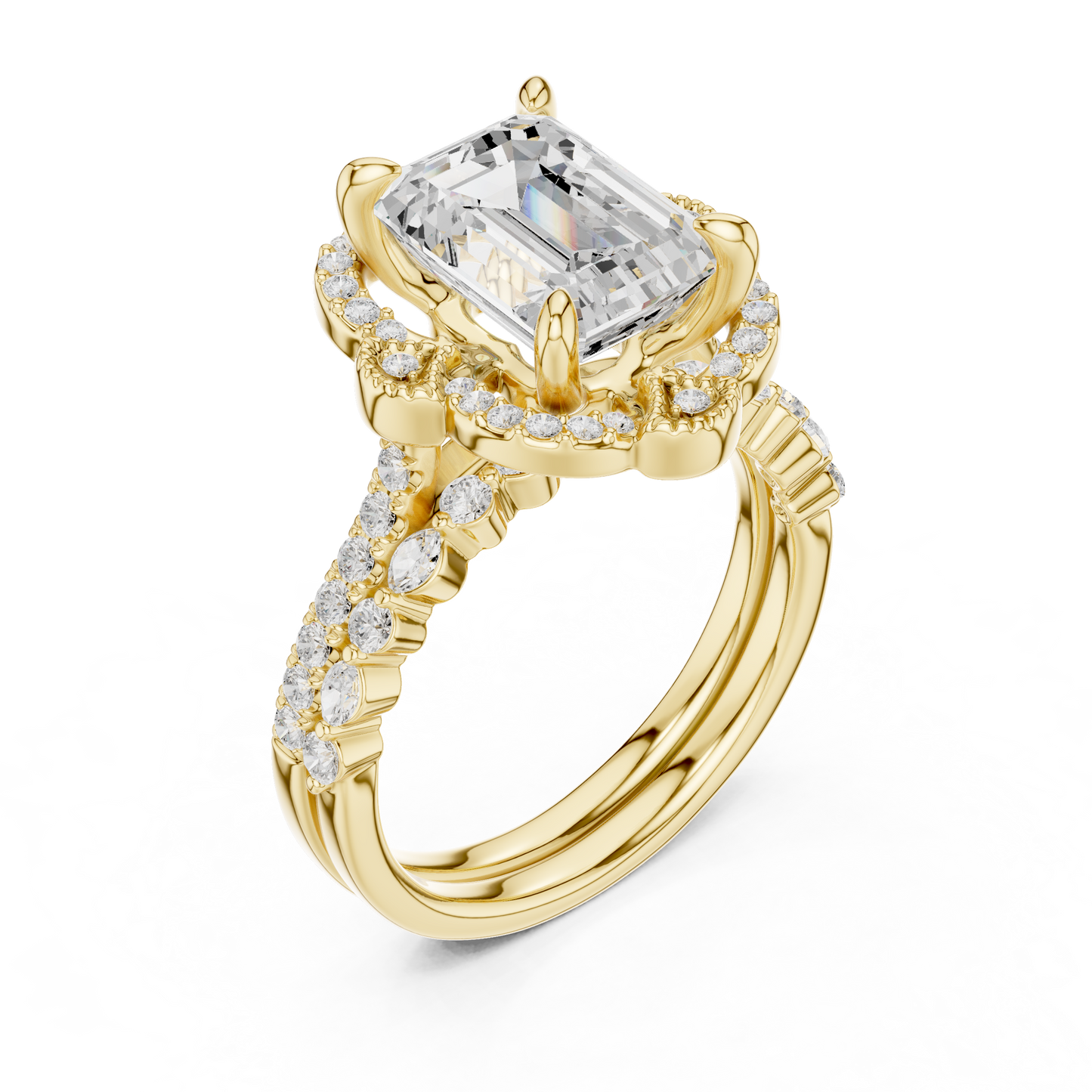 Mixed Shape Lab Grown Diamond Halo Ring