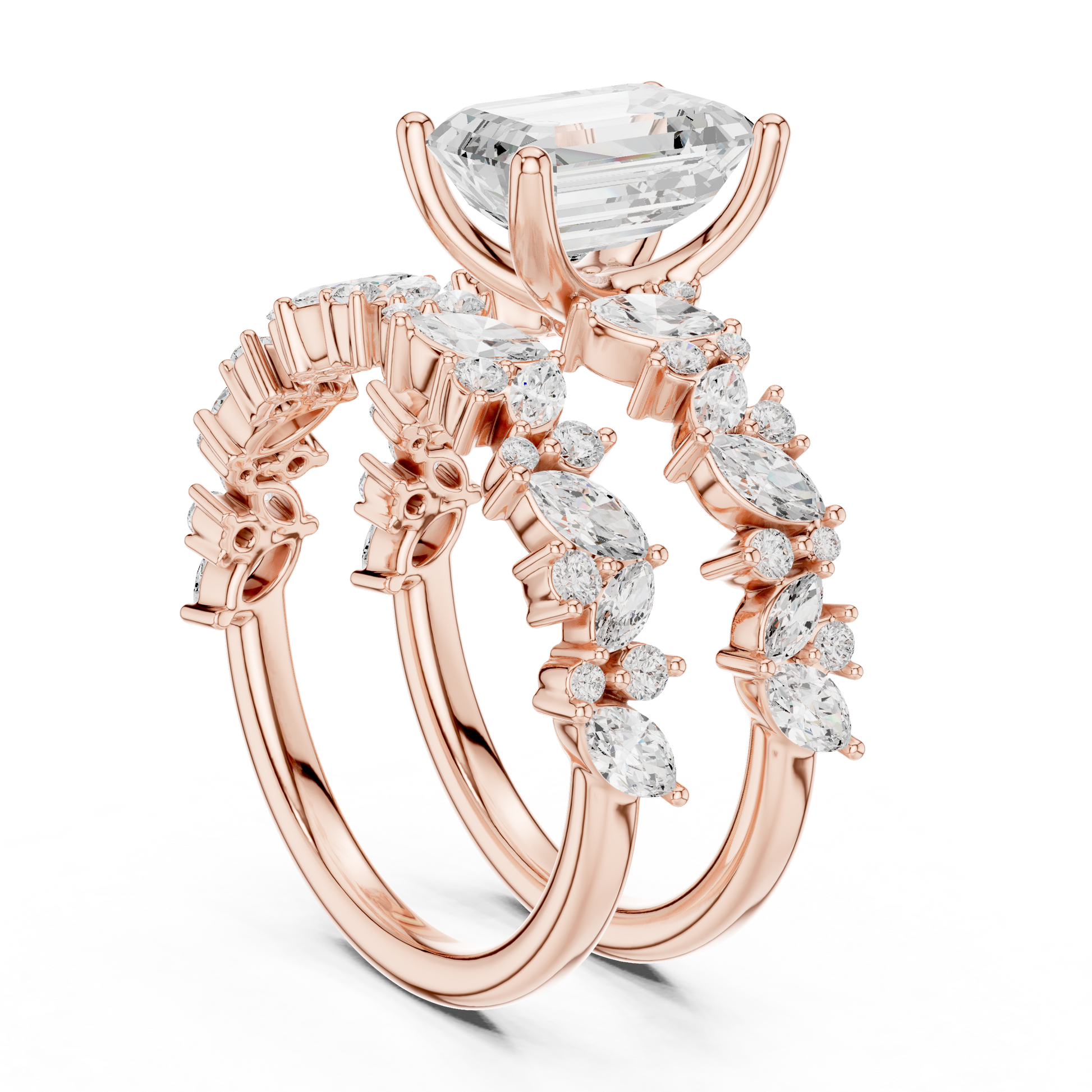 Mixed Shape Lab Grown Diamond Side Stone Ring
