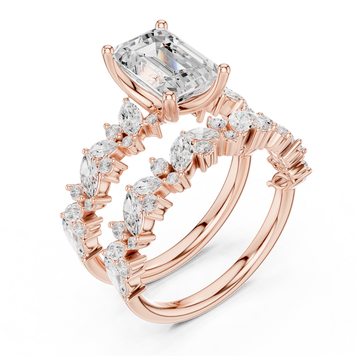 Mixed Shape Lab Grown Diamond Side Stone Ring