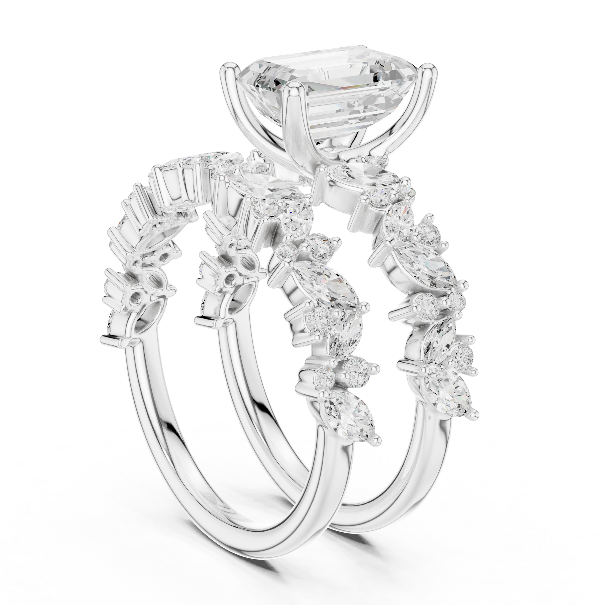 Mixed Shape Lab Grown Diamond Side Stone Ring