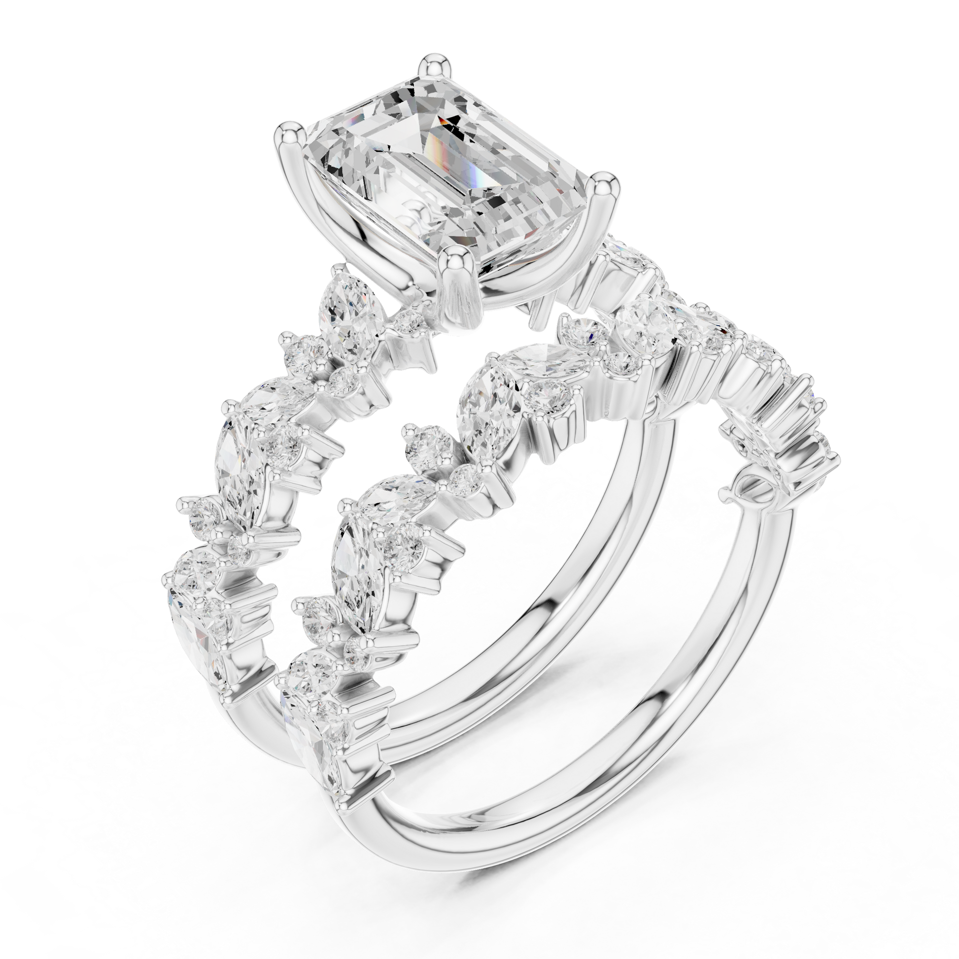 Mixed Shape Lab Grown Diamond Side Stone Ring