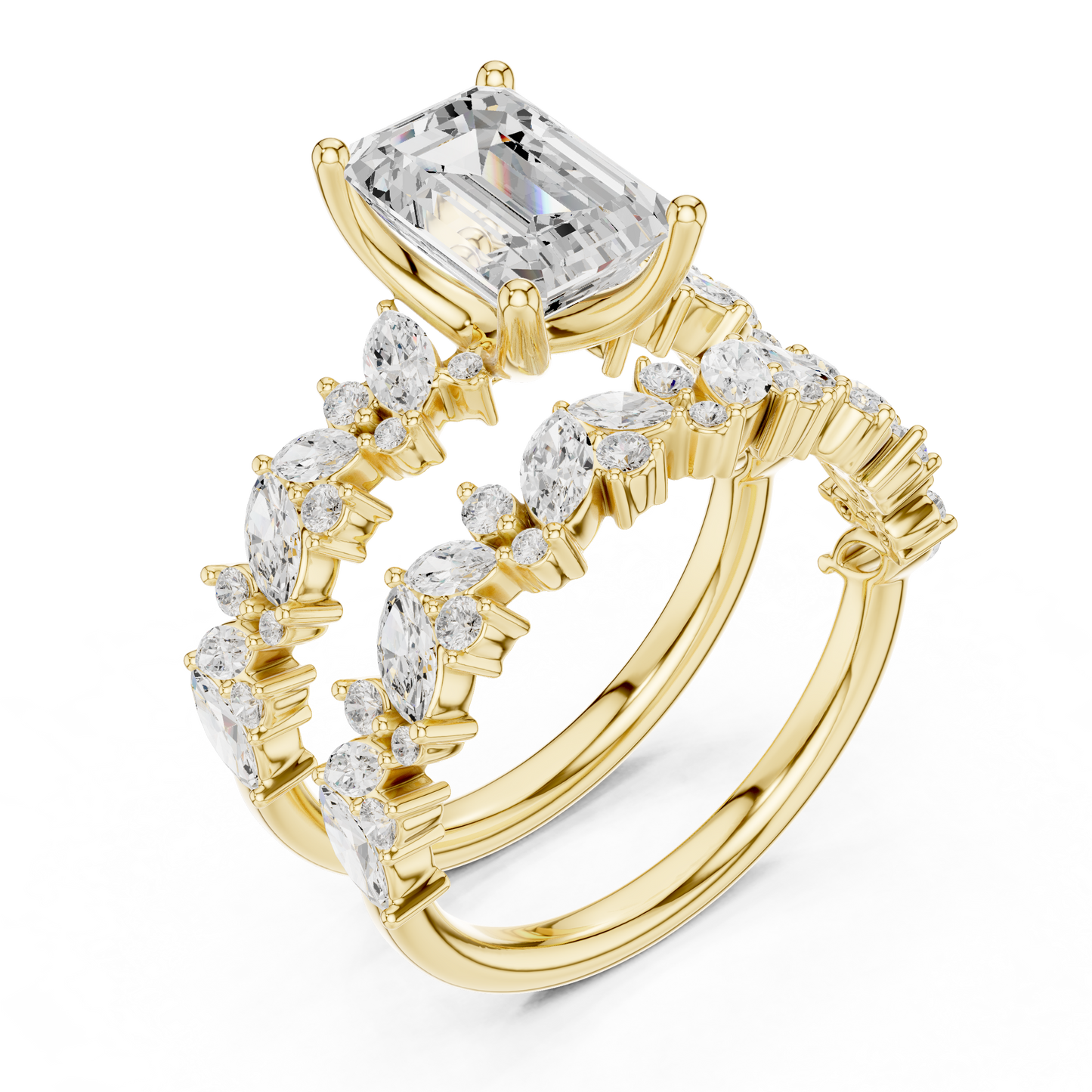 Mixed Shape Lab Grown Diamond Side Stone Ring
